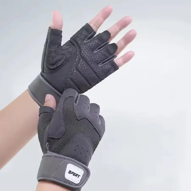 Half Finger Bodybuilding Gym Gloves Weightlifting Dumbbell Training Anti-Slip Fitness Gloves Crossfit Workout Exercise Men Women