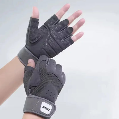 Half Finger Bodybuilding Gym Gloves Weightlifting Dumbbell Training Anti-Slip Fitness Gloves Crossfit Workout Exercise Men Women