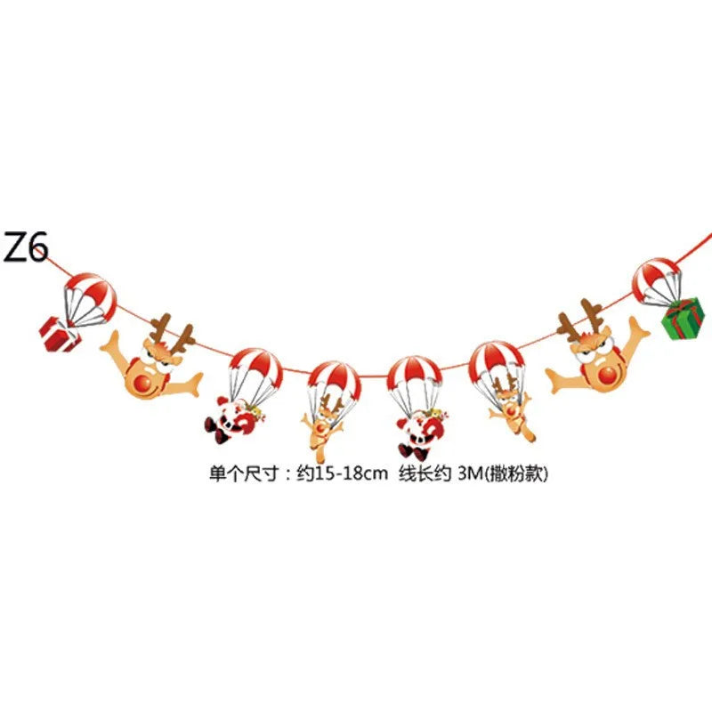 Christmas Banner Tree Ornaments Merry Decoration for Home 2025 Santa Claus Pendant Xmas Gifts New Year 2026 Flag Party Pulling