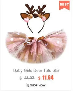 Brown Bear Tutu Skirt Outfit for Baby Girls Christmas Halloween Costumes Children Animal Skirts Girl Birthday Dance Tutus 0-14Y