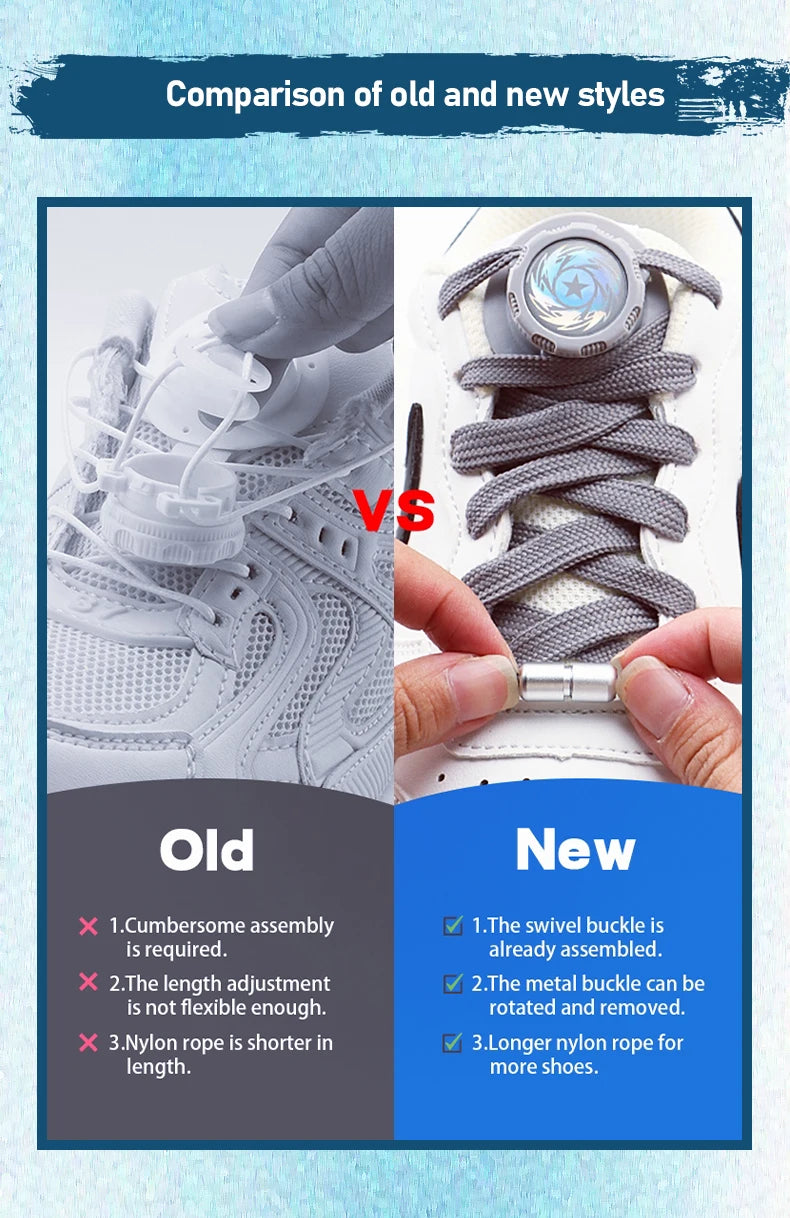 Automatic Flat Shoelaces Without ties casual shoes Swivel Buckle Laces Adults Kids Sneakers No Tie Shoe laces