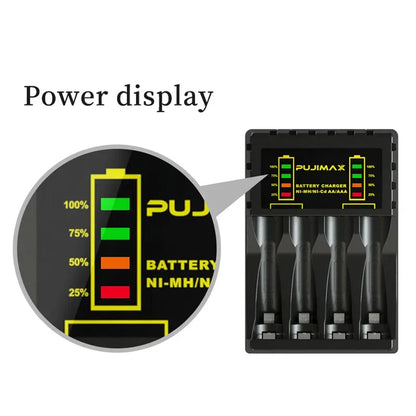 4 Slots Battery Charger Intelligent Fast USB Charger for AAA/AA Rechargeable Ni-MH/Ni-Cd Batteries with LED Indicator Charger