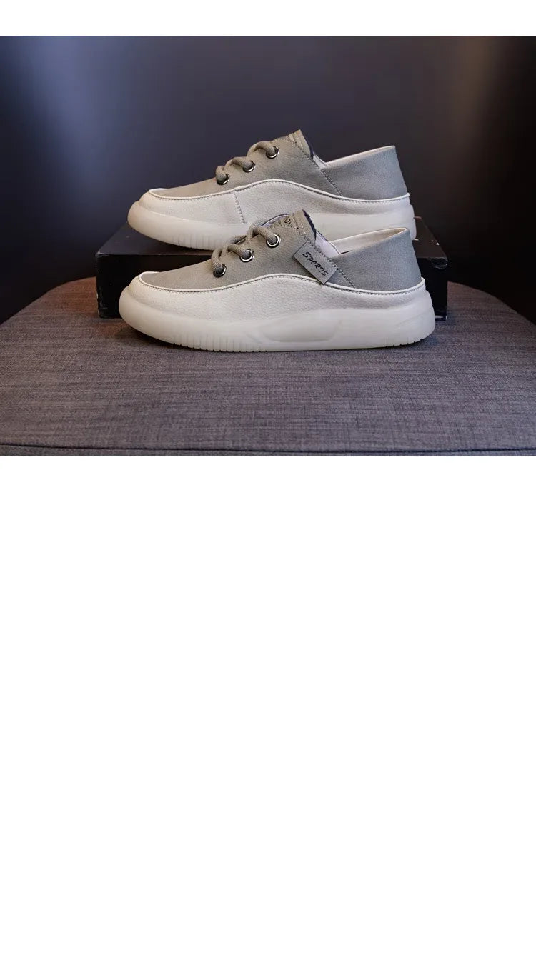 Koznoy 3.5cm Cow Genuine Leather Women Flats Fall Vulcanize Chunky Sneaker Loafer High Brand Platform Slippers Autumn Shoes