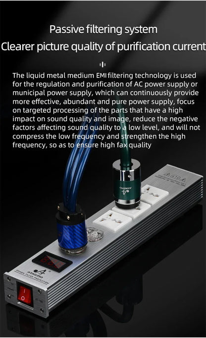 ATAUDIO Hifi Power Filter Power Power Conditioner Purifier Surge Protection with US Plug and Universal Socket