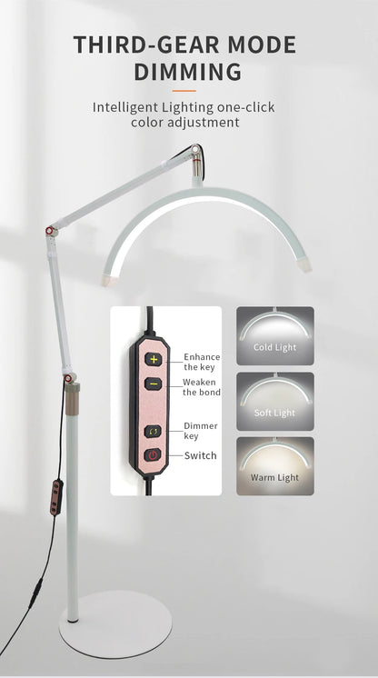 16 INCH LED Half Moon Lash Light Temperature 20W 3000K-6000K LED Ring Lamp for Beauty Facials Skincare Tattoo Eyebrows Filming
