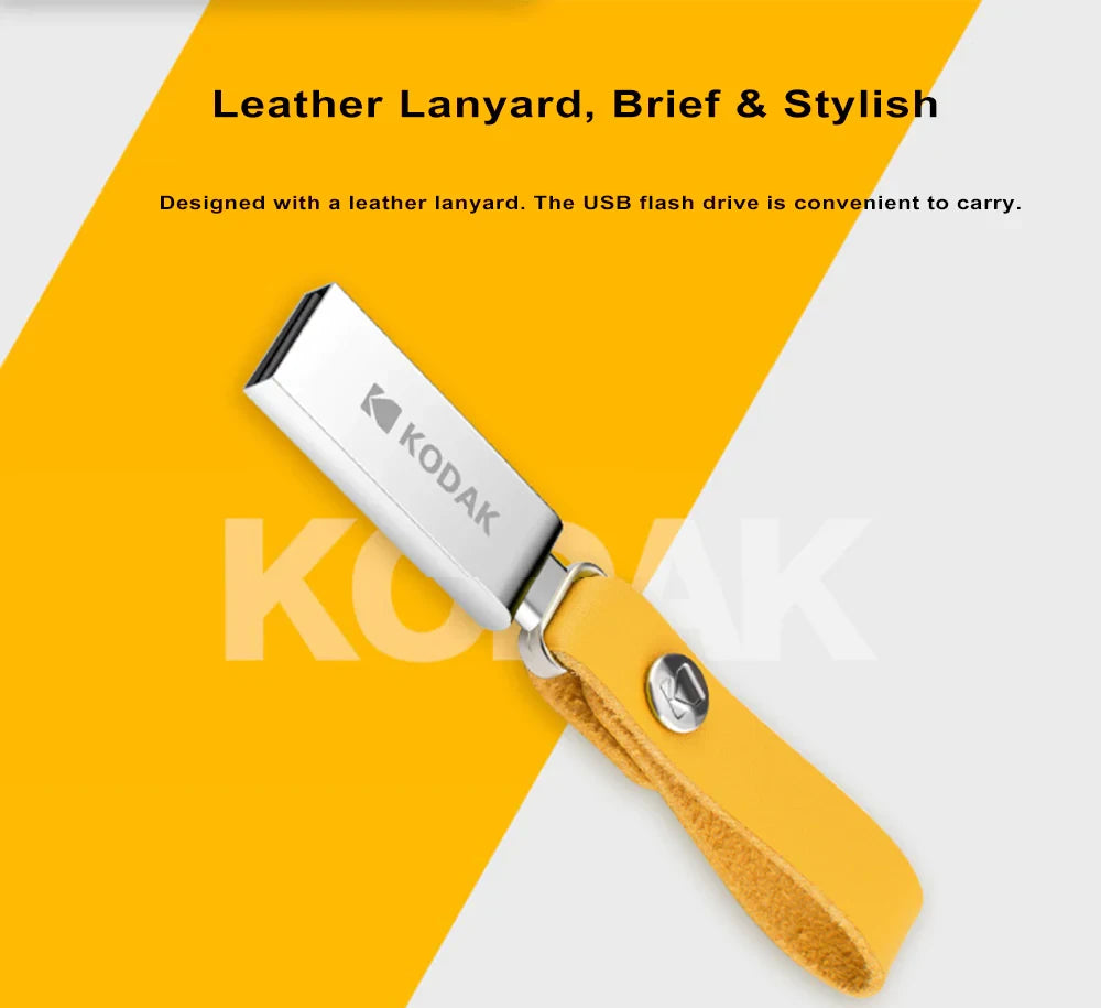 KODAK USB 2.0 Flash Drive 128GB 64GB 32GB Pen Drive Waterproof Mini Memory Stick Leather Metal U Disk