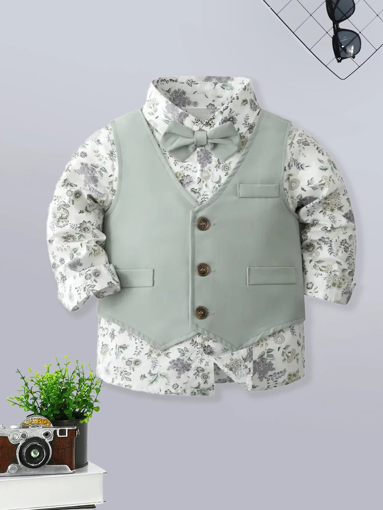 Summer   0-1  Years   Old   Infant   Baby   Boys   Long  Shirt   And   Strap  Pants   Little   Gentleman   2-Piece    Set