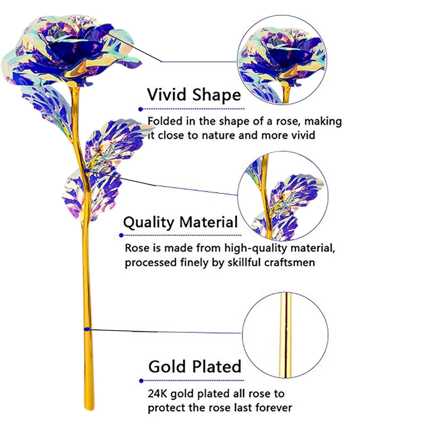 5-50PCS Simulation Artificial Rose Flower Diy Foil Plated Rose Lasts Forever Love Wedding Decor Roses Valentine's Day Gift