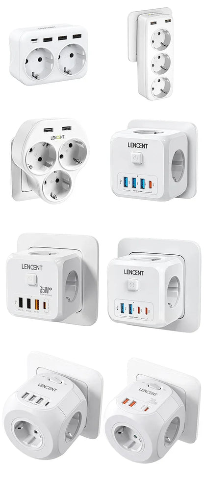 LENCENT USB Sockets dice Without Cable socket EU Socket Adapter Multiple socket EU Outlet Extender