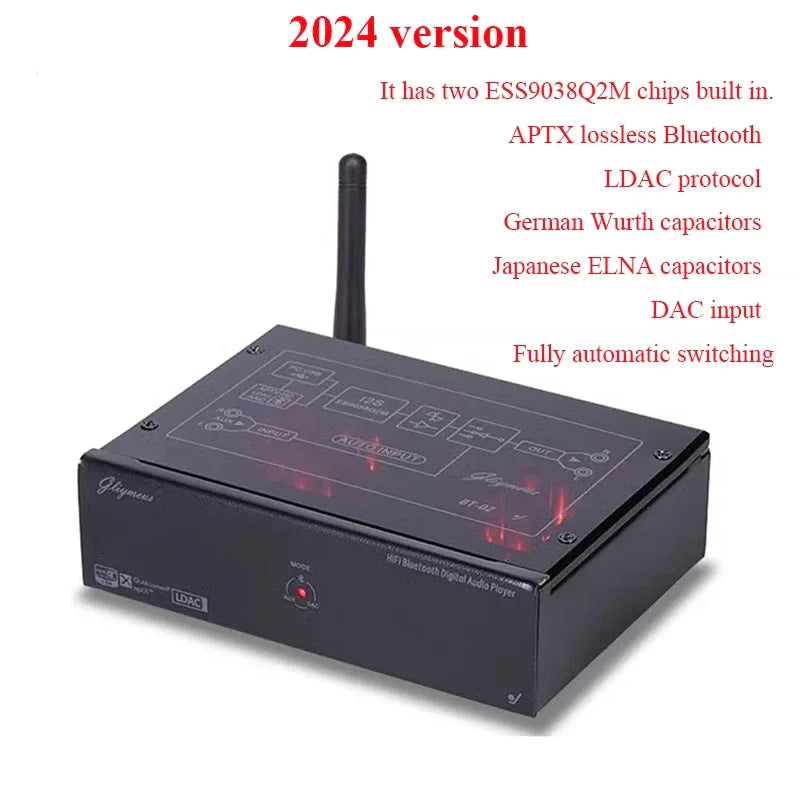 HiFi Lossless Bluetooth Decoder Audio Receiver QCC5125 Dual 9038Q2M DAC 24BIT 96KHz Lossless Decoding External USB Sound Card