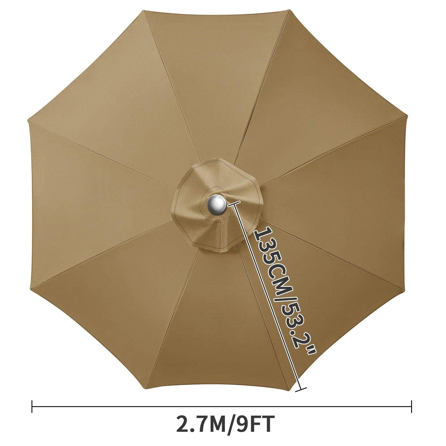 Waterproof Replacement Umbrella Cloth 2/3M Patio Parasol Cover UV-Anti Canopy Cover Replacement Parasol Cover for Balcony Garden