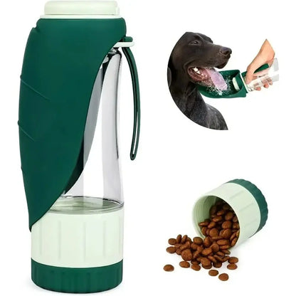 Outdoor Tritan+Silicone Dog Water Bottle Folding Water Slot Leak Proof Pet Water Dispenser Portable Dual-use Pet Feeder Dog