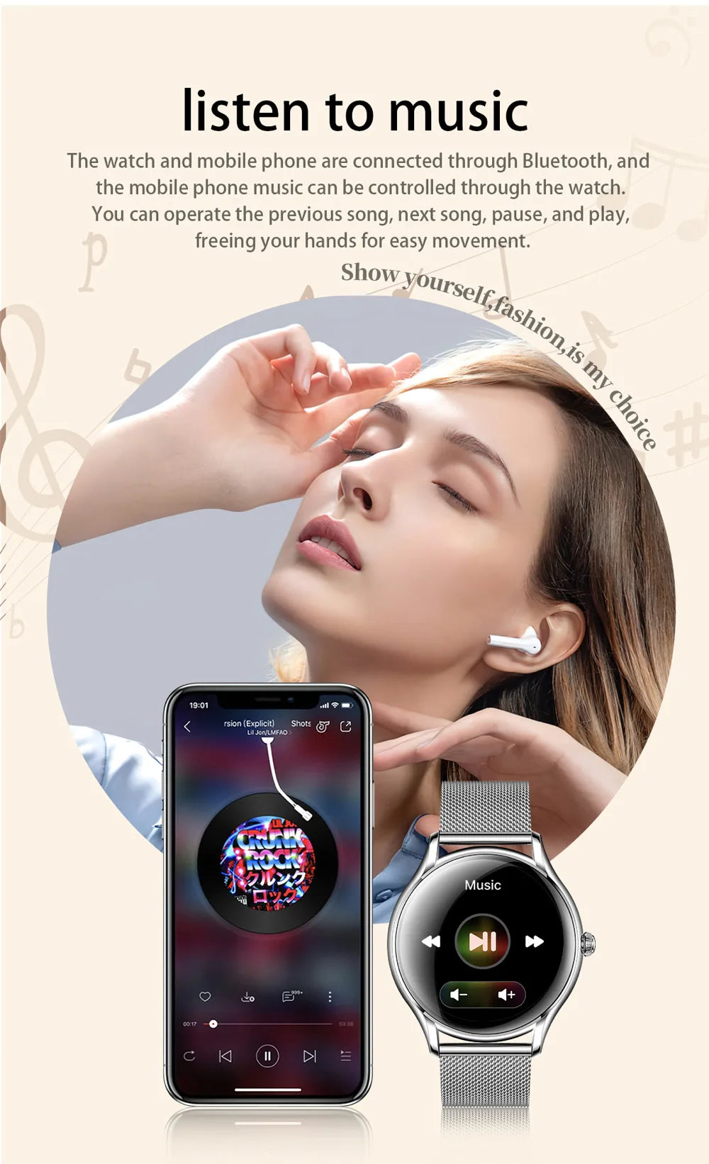 2025 New AMOLED Screen 7.9mm Ultra-thin Women Blue Tooth Call Smart Watch Heart Rate Health Lady Music Sport Fitness Smartwatch