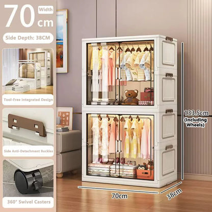 Multi-Functional Folding Storage Cabinet with Doors White/Black/Gray for Home Office Kitchen Bathroom Organizer