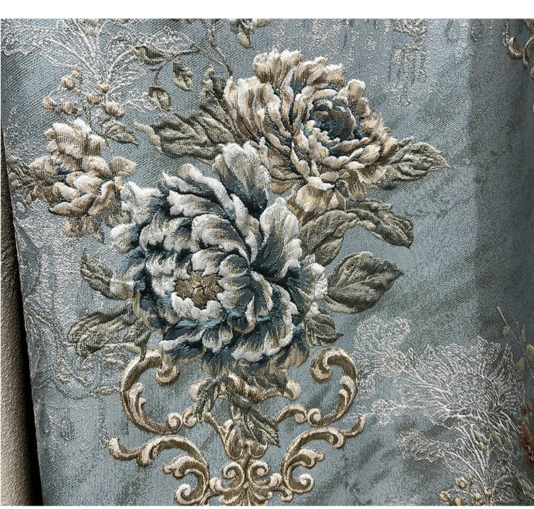 High-end AtmosphereCurations for Living Room American French Large Relief Jacquard Finished European Bedroom Blackout Curtain