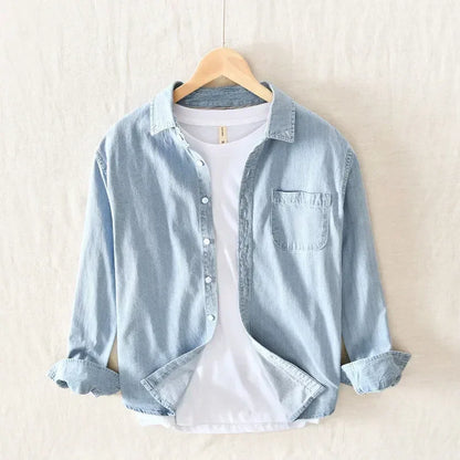 Autumn New Men's Denim Shirt Cotton Classic Style Fashion Trendy Loose Denim Long Sleeve Shirt 3 Colors Brand Clothing Male
