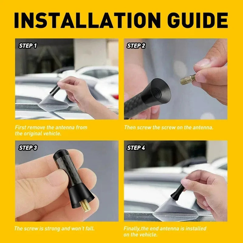 Brand New Carbon Fiber Screw Metal Short Stubby Mast Antenna Car Styling Roof Antenna Enhanced Signal For Benz Car Accessories