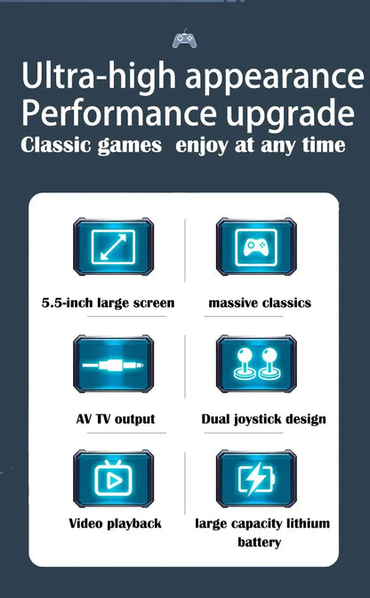 X9 portable game console, 5.5-inch HD screen, multiple languages, retro GBA Arcade video, 8 simulators with 360° non-slip joysti