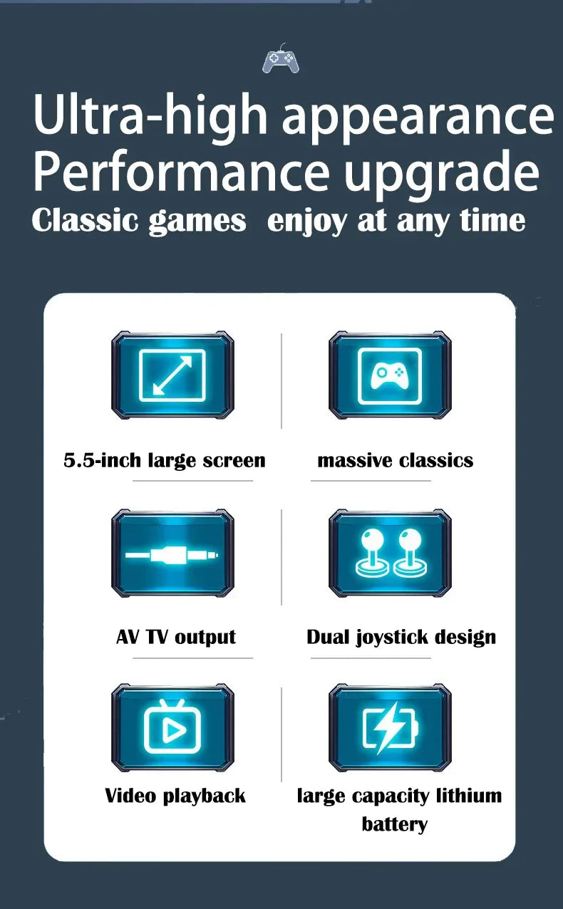 X9 portable game console, 5.5-inch screen, 1500mAh, retro video game player, Type C charging, electronic game player, large Arca