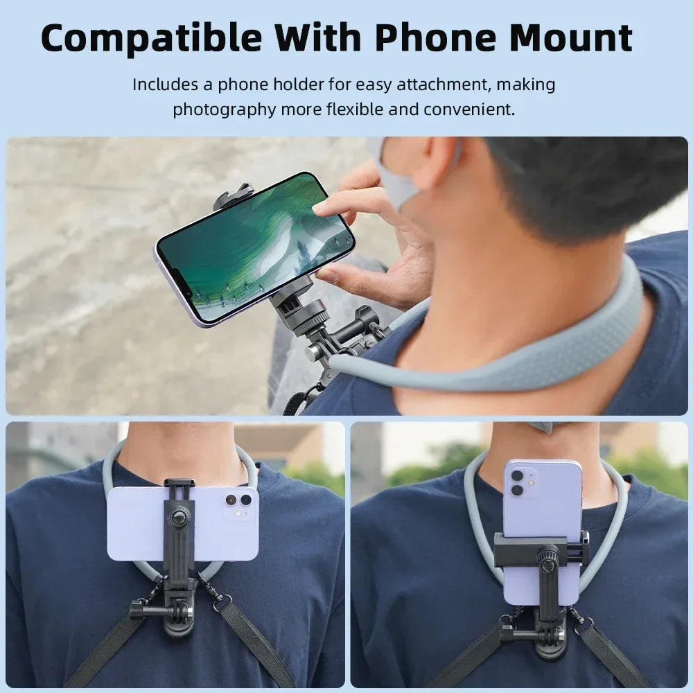 Neck Mount For DJI Osmo Action 5 Pro 4/Gopro 13/Insta360 Ace Pro/2,First Person View Riding Running Vlog Recording Accessories