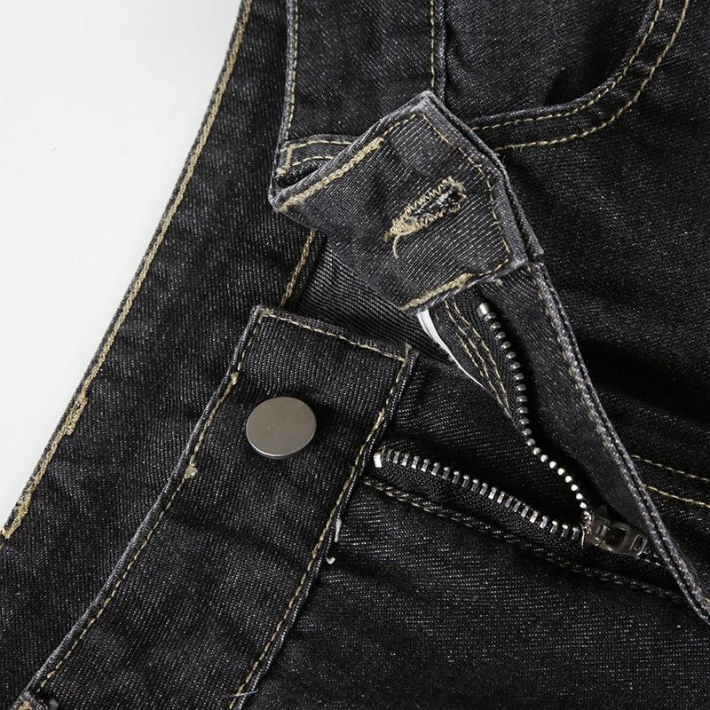 Floral Embroidery Jeans Women Y2K Streetwear Baggy Denim Pants Vintage 2000S Low Rise Flared Jeans Female High Street Trousers