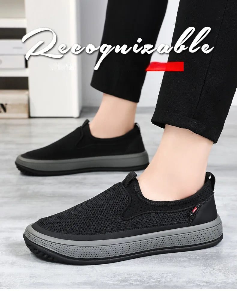Men's mesh shoes 2026 summer new solid color versatile single shoe breathable soft sole lightweight casual shoes