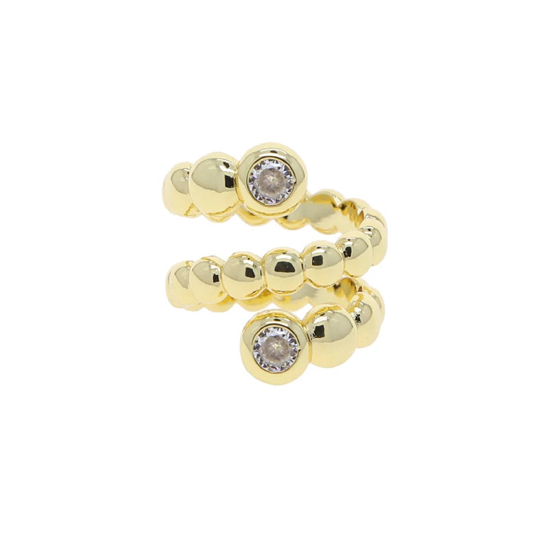 New Arried Geometric Fashion Women Jewelry Set Gold Color Round Ball Bezel Set CZ Bracelet Bangle Rings