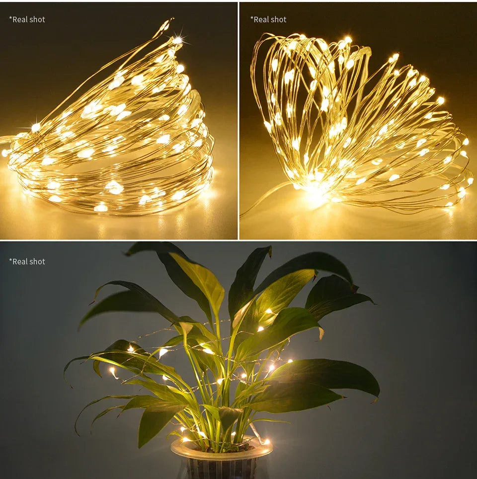 2025 Christmas 10M-100M LED Solar Fairy Lights LED String Garland Tree Decoration Light for Outdoor Garden Lawn Camping Decor