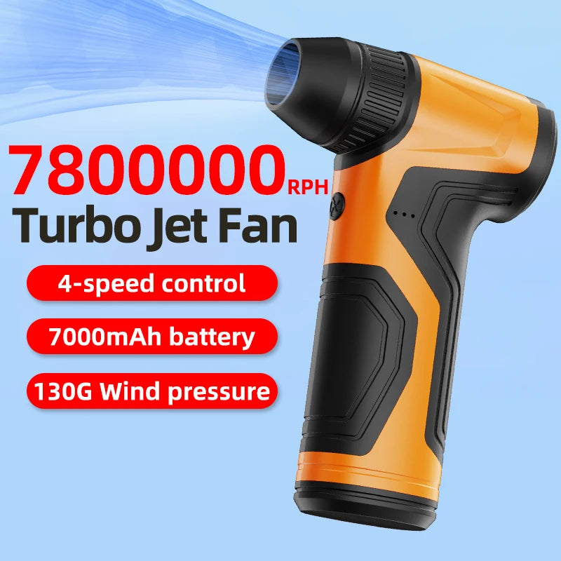 7800000RPH 7000mAh Pocket Dust Blower Mini Turbo Jet Fan Rechargeable 101m/s Turbo Violent Fan Powerful Blower for Cleaning