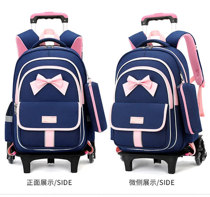 School Bag Kids Rolling Backpack for Boy Girls Wheeled Backpacks With Wheels Trolley Bookbag Carry on Luggage with Shoulder Bags