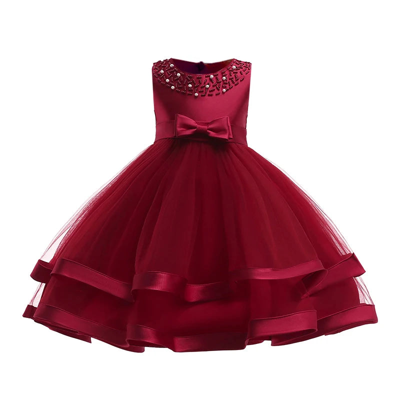 Green Christmas Princess Dress For Girl Children Costume Elegant Kids Wedding Birthday Prom Gown Bow Girls Party Dresses 3 10Y