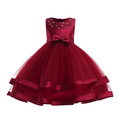 Green Christmas Princess Dress For Girl Children Costume Elegant Kids Wedding Birthday Prom Gown Bow Girls Party Dresses 3 10Y