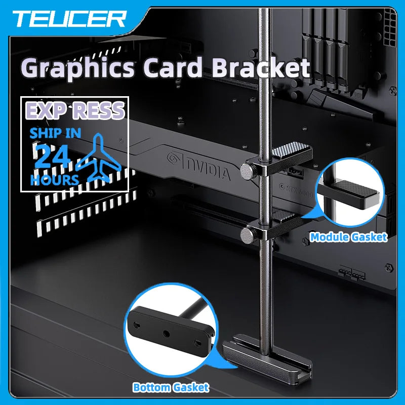 TEUCER VC4 Aluminum Alloy Graphics Video Stand 280mm GPU Support Anodic Oxidation Sandblasting Video Card Bracket PC Accessories