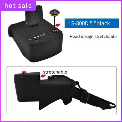 ELEC-LS-800D FPV Goggles 5.8G 40CH 5Inch 854X480 DVR Recording/Storage Dual Antennas 2000Mah For RC Racing Drone