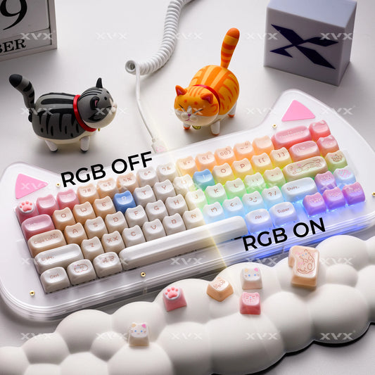 XVX 148 Keys Cat Theme Keycaps MAO Profile Key Cap Korean Glossy Cute Keycap for Keyboard 61 64 68 78 87 96 98 104 108 by PDG ibma