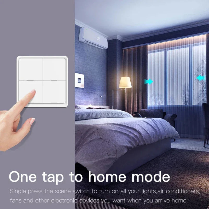 ZigBee/Tuya Smart Switch Wireless Free Sticker 4/3/2/1 Way Panel Scene Button Switch Smart Scene Automation Control Switch