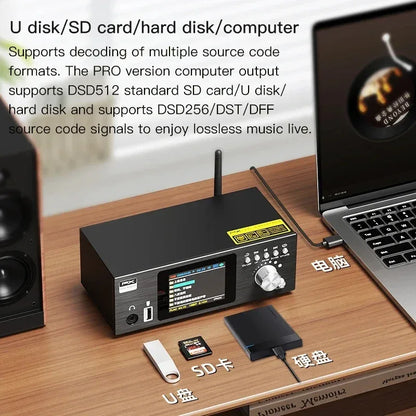 Flagship HIFI Digital Music Player ES9038Q2M DAC DSD512 Lossless Decoding Audio Decoder QCC5125 Bluetooth 5.1 AMANERO USB