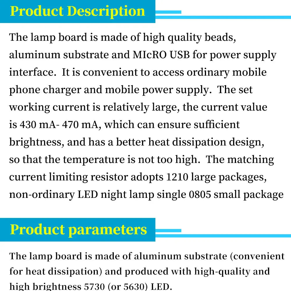 1PCS high quality 5730 smd 5V 430mA~470mA White Mirco Usb 5730 LED lighting panel USB mobile light Emergency light night light