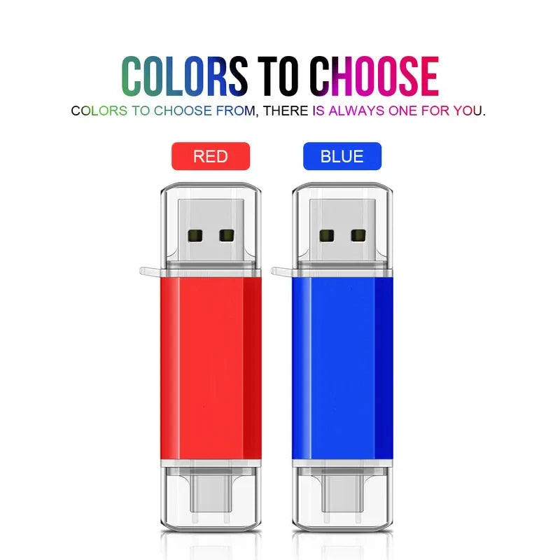 NEW Type-C 2 in 1 OTG 128GB 64GB Pendrive High Speed USB Flash Drive OTG Pen Drive 64GB 128GB 2 in 1 Type C OTG USB Flash Drive