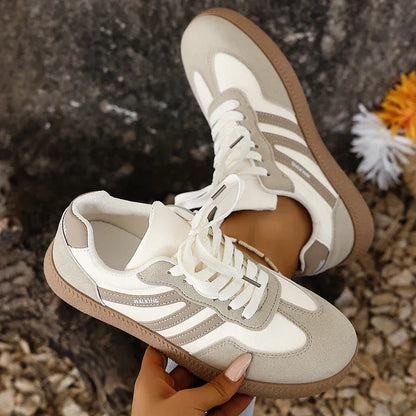 White Platform German Training Shoes Women 2026 Spring Non Slip Thick Sole Casual Sneakers Woman Lace Up Sport Shoes Flats Mujer