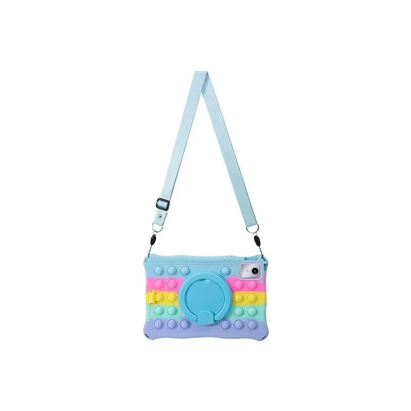 Silicone Case for Lenovo Tab M11 11 inch TB331FC TB330FU Decompression Bubble Rotating Bracket Cover with Shoulder Strap & Pen