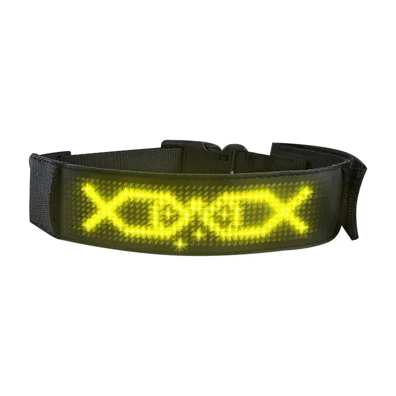 LED Dog Collar DIY ID LED Tag Nameplate Night Glowing Pet Collars Adjustable Safety Puppy Collar for Small Medium Large Dogs