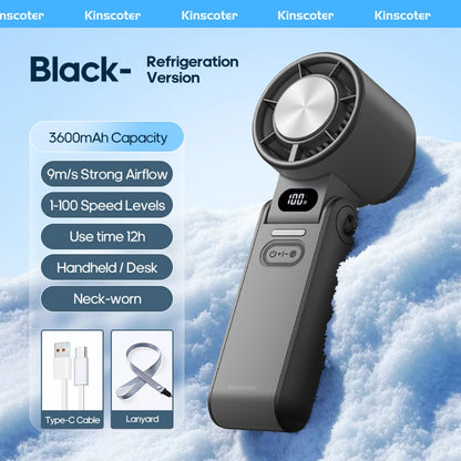 New Foldable Air Cooling Rechargeable Fan 3600mAh Portable Mini Handheld Fan 100-Speed Stepless Turbo Wind for Outdoor Travel
