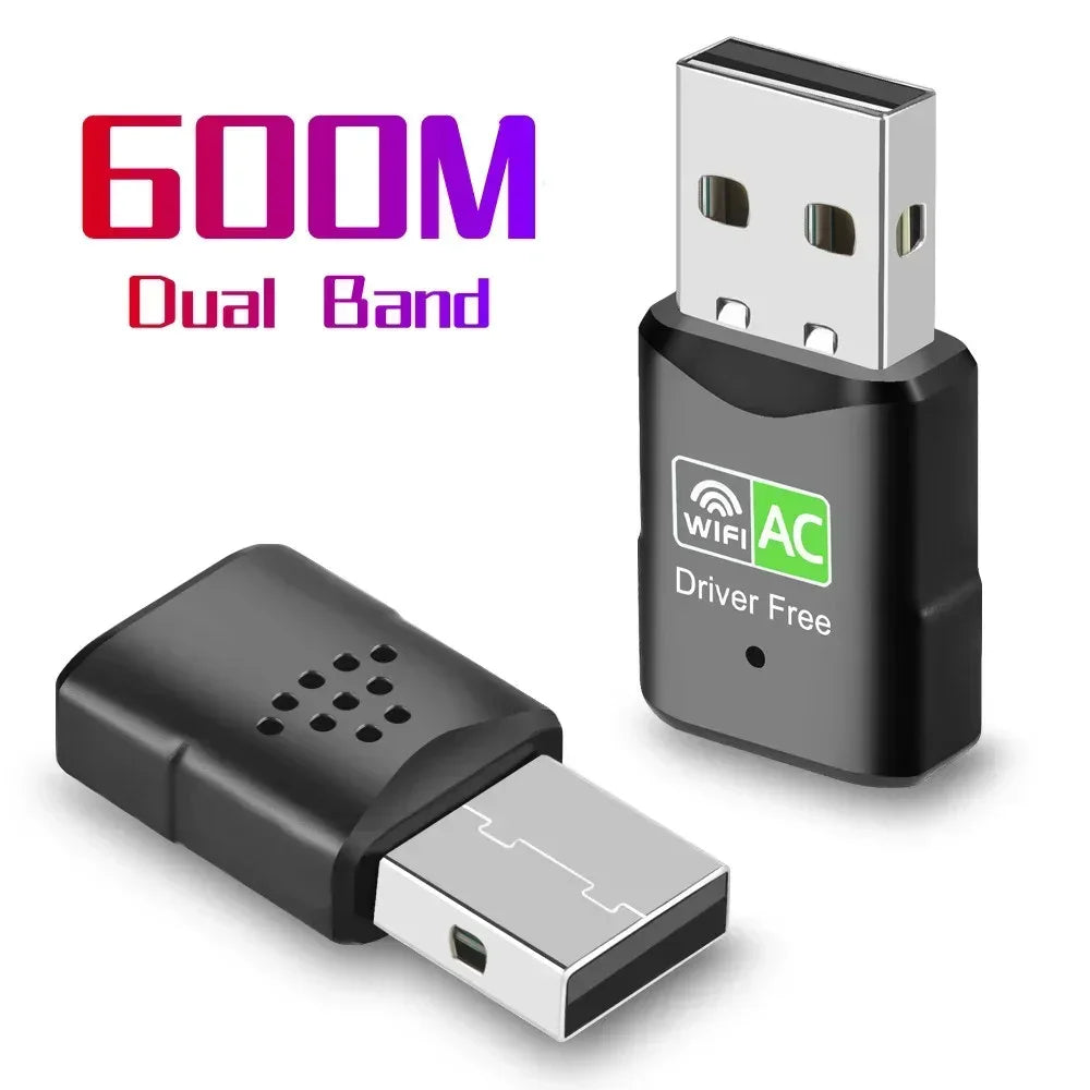 600Mbps Mini USB WiFi Adapter Wireless Network Card Free Driver Dual Band 2.4/5GHz Lan WiFi Dongle For Desktop Computer Laptop