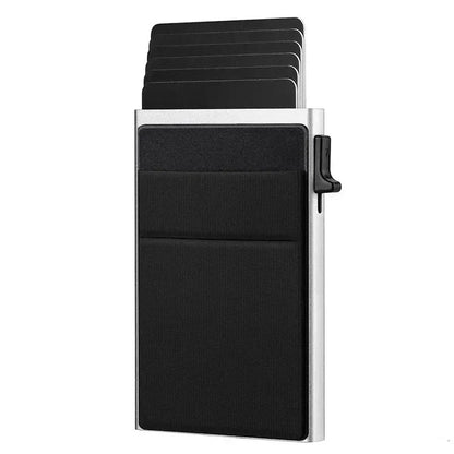 Slim RFID Blocking Metal Wallet for Men - Minimalist Smart Magic Card Case Holder with Protection for Bank ID and Credit Cards