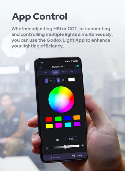 Godox ML100R 110W RGB LED Video Light 2800-6500K 11 FX Effects APP Control Godox Mount for Filmmaking/Live Streaming/Vlog