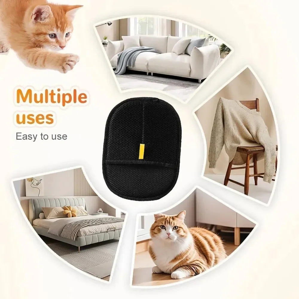 2pcs Cat Grooming Gloves Electrostatic Pet Hair Removal Brush for Cleaning Sofa Carpet clothes Double-sided Pet Hair Remover
