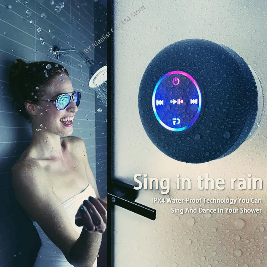 2025 Waterproof Wireless Led Bluetooth Speaker Large Suction Cup Bathroom Mini Portable Speakers Outdoor Sport Stereo Speakers