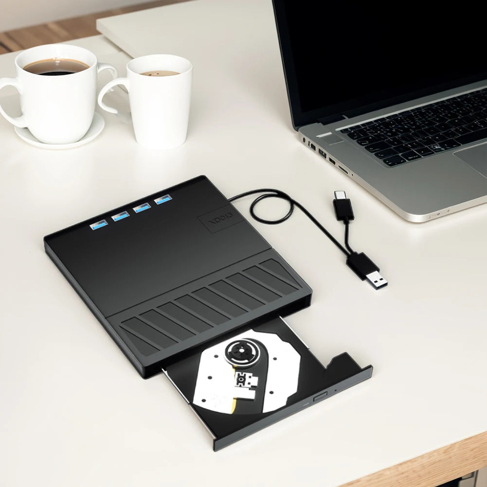 7 in 1 USB 3.0 Type C External CD DVD RW Optical Drive with SD/TF Port CD/DVD/BD -/+RW Player Burner Writer Reader for Laptop PC