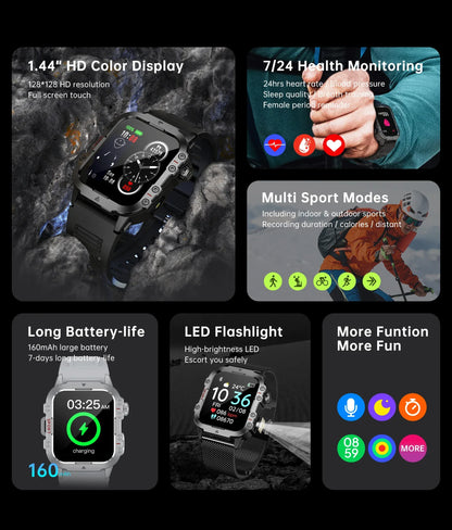 2024 Smart Watch Android Phone 1.44'' Inch Color Screen Bluetooth Call Blood Oxygen/Pressure Monitoring Smart Watch Women Men